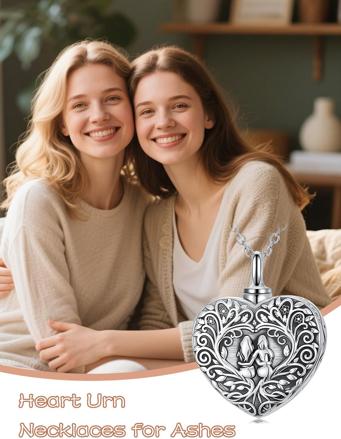 YYB Heart Urn Necklaces for Ashes 925 Sterling Silver Ash Necklace Sisters Necklace Always In My Heart Cremation Jewelry for Ashes Ash Pendants Cremation Jewelry Gift for Mom Grandma Women Her - Image 5