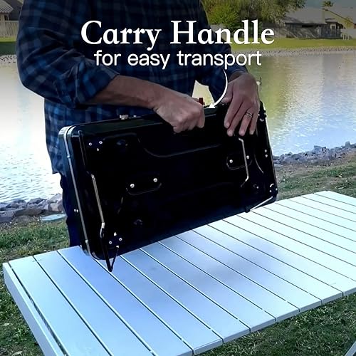 Miniatura 7 de Estufa de campamento, estufa portátil de propano de 2 quemadores con regulador, encendedor integrado y bandeja de goteo de acero inoxidable y mango