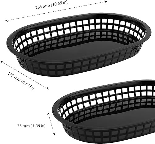 Miniatura 2 de MANCHAP Paquete de 50 cestas de plástico de 10.6 x 7 pulgadas para servir comida rápida, cesta ovalada de plástico para servir alimentos para pan,