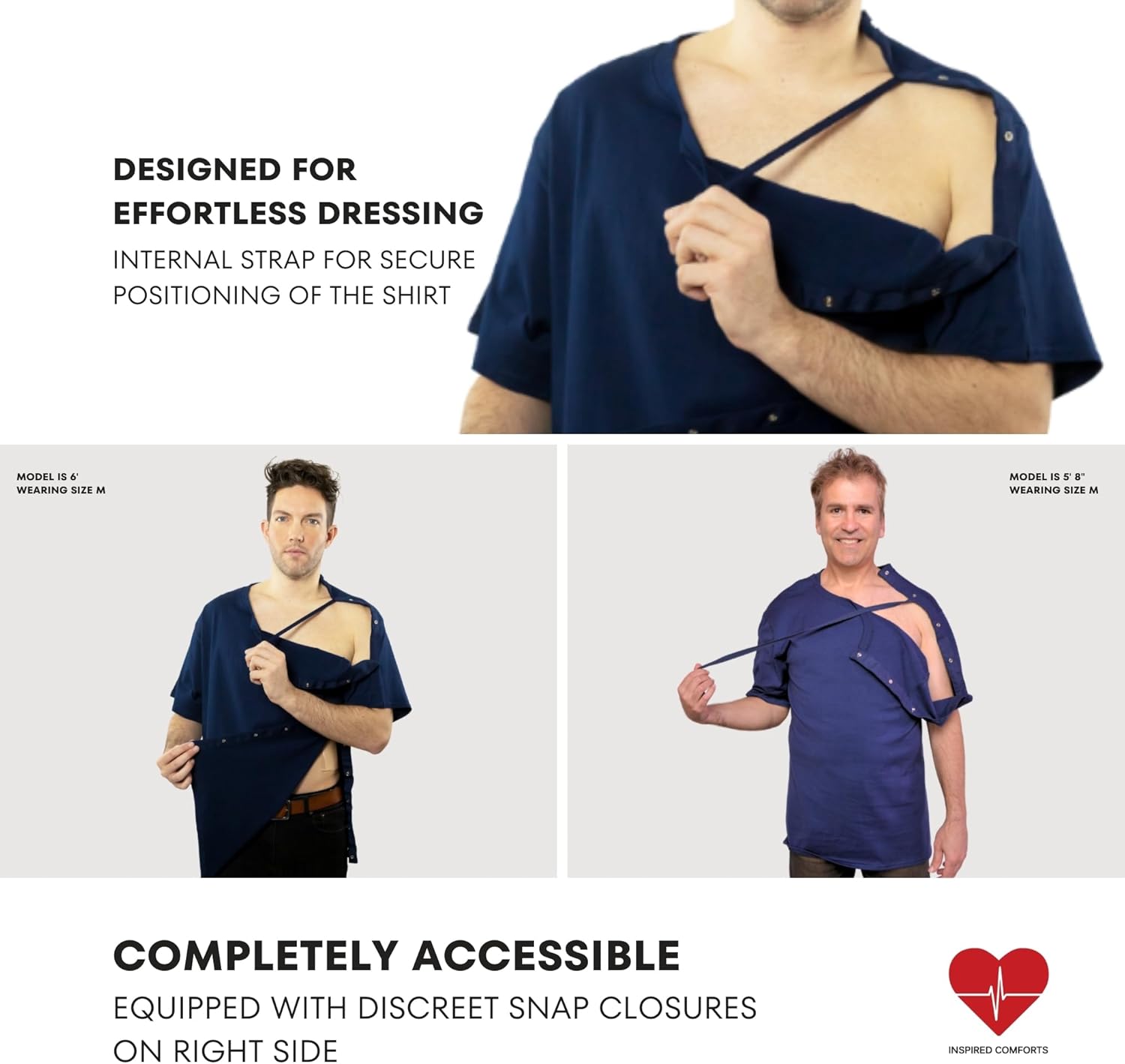 Inspired Comforts Left Shoulder & Side Access Post Surgery & Rehab Unisex Snap Shirt - Image 2