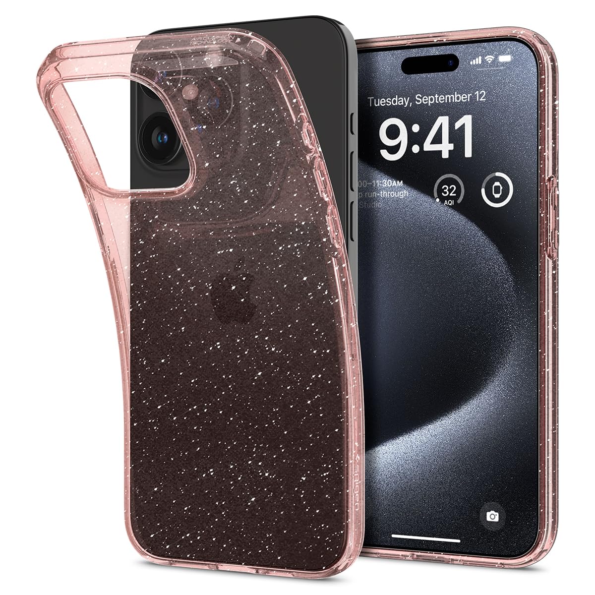 Liquid Crystal Glitter Designed for iPhone 15 Pro Case Cover (2023) - Rose Quartz