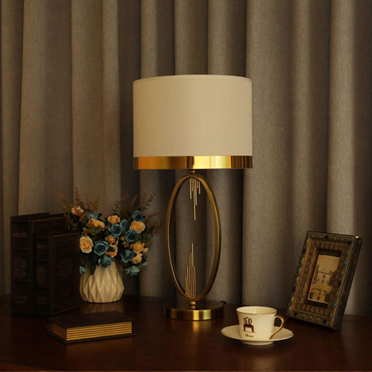 Modern Decorative Table lamp, LED Metal Desk Light Nightstand Reading Night Lighting for Living Room Family Bedroom Bedside Nightstand Office,Remote Control Switch