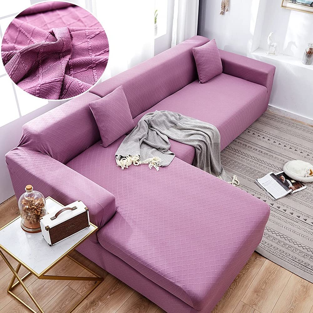 Housse de canapé élastique universelle jacquard mauve pour fauteuil 1 place