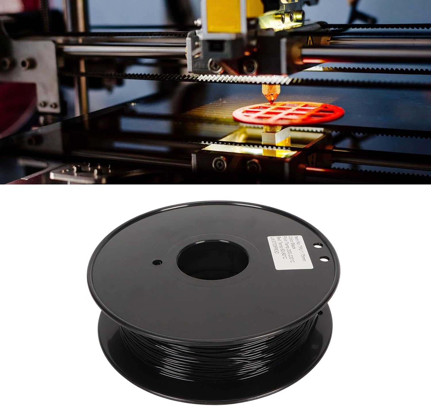 TPU Filament 1.75mm 95A Flexible High Speed, Clog-Free 3D Printer Filament for Most FDM Printers, 8kg, 1.8Lb (BLACK)