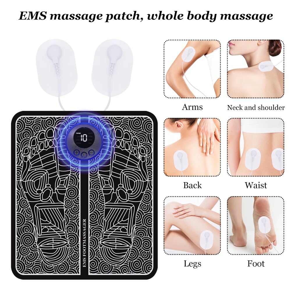 Horuili® Massaggiatore Plantare Elettrico, Massaggiatore Piedi USB con 8 Modalità e 19 Intensità, per la Circolazione Sanguigna e il Sollievo dal Dolore Muscolare