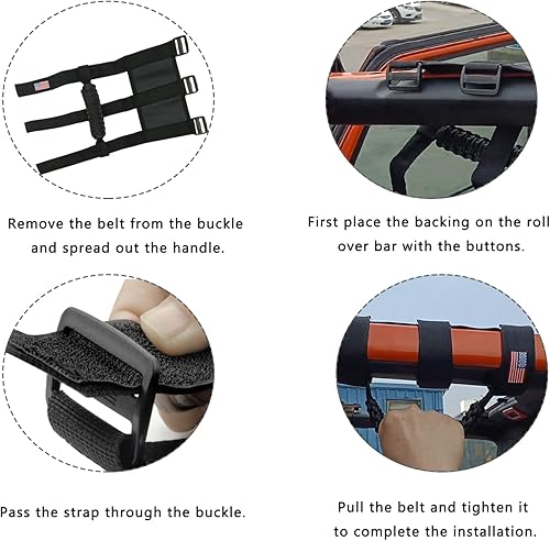 Miniatura 4 de 4 asas de agarre de barra antivuelco compatibles con Jeep Wrangler JLU JK JKU TJ YJ LJ JT JL y Gladiator JT 1955-2022 UTV y ATV (negro)