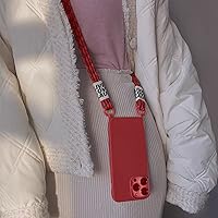 Vista 2 de Funda cruzada compatible con Apple iPhone 13 Mini, funda flexible de silicona líquida de TPU con cordón desmontable para el cuello, funda a prueba