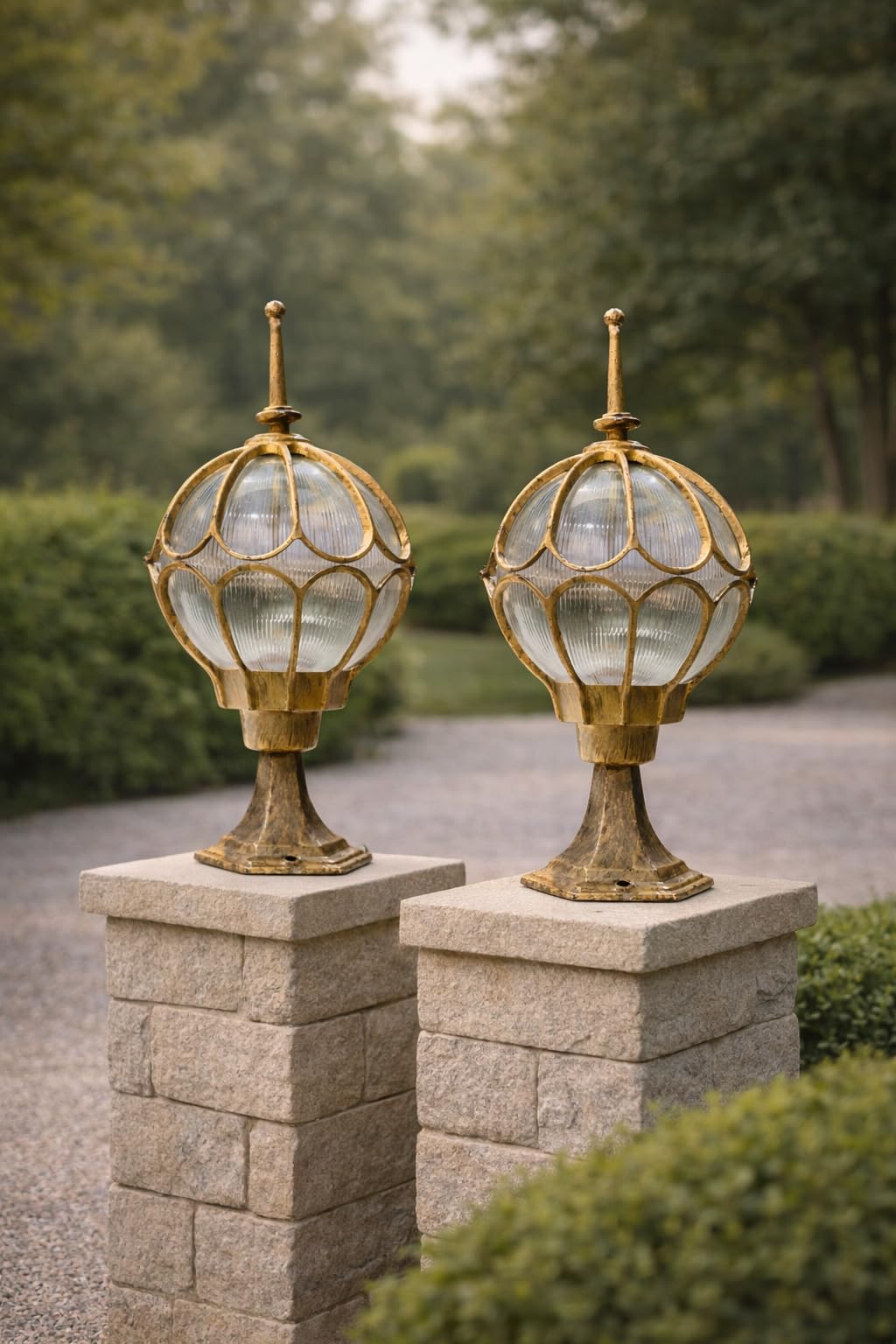 Weldecor Outdoor Gate Pillar Lamp for Home Entrance Waterproof LED Garden Light (E27 Holder LED Bulb Comptaible) Antique Decorative Main Gate Post Lantern for Villa, Bungalow, Resort, Set of 2-image-46