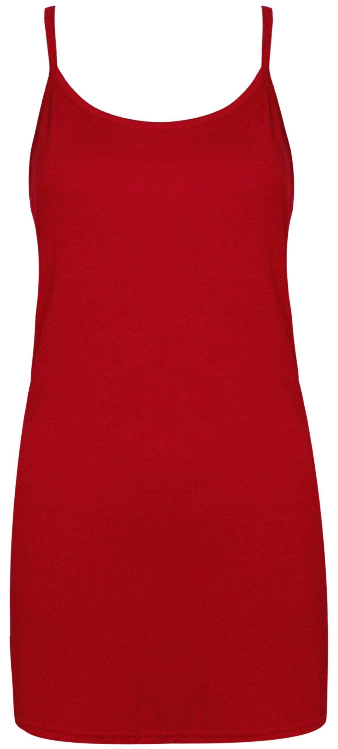 Purple Hanger Women's Red Plain Sleeveless Stretch Round Scoop Neckline Camisole Long Strappy Vest Tank Top Plus Size (12-14, Numeric_12)