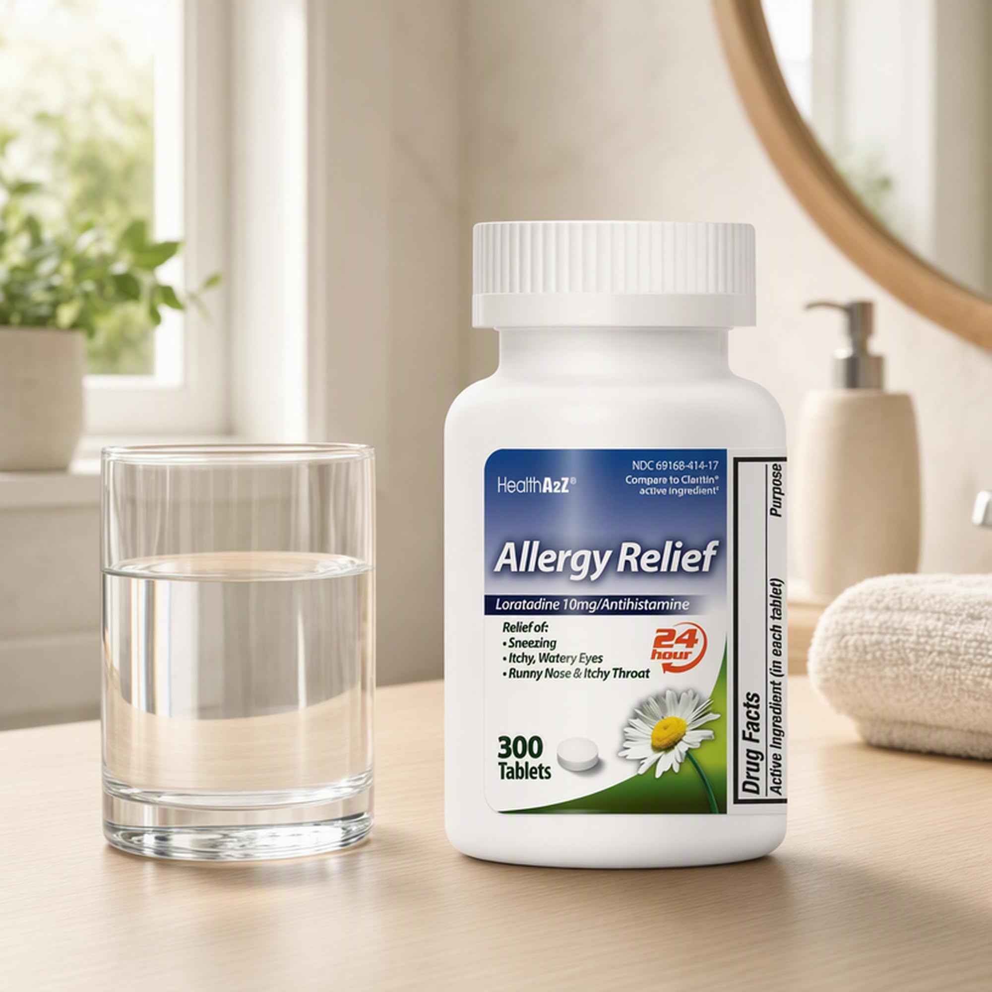 HealthA2Z® Loratadine 10mg 24-Hour Allergy Relief, Dye Free, 300 Count — Amazon image 3