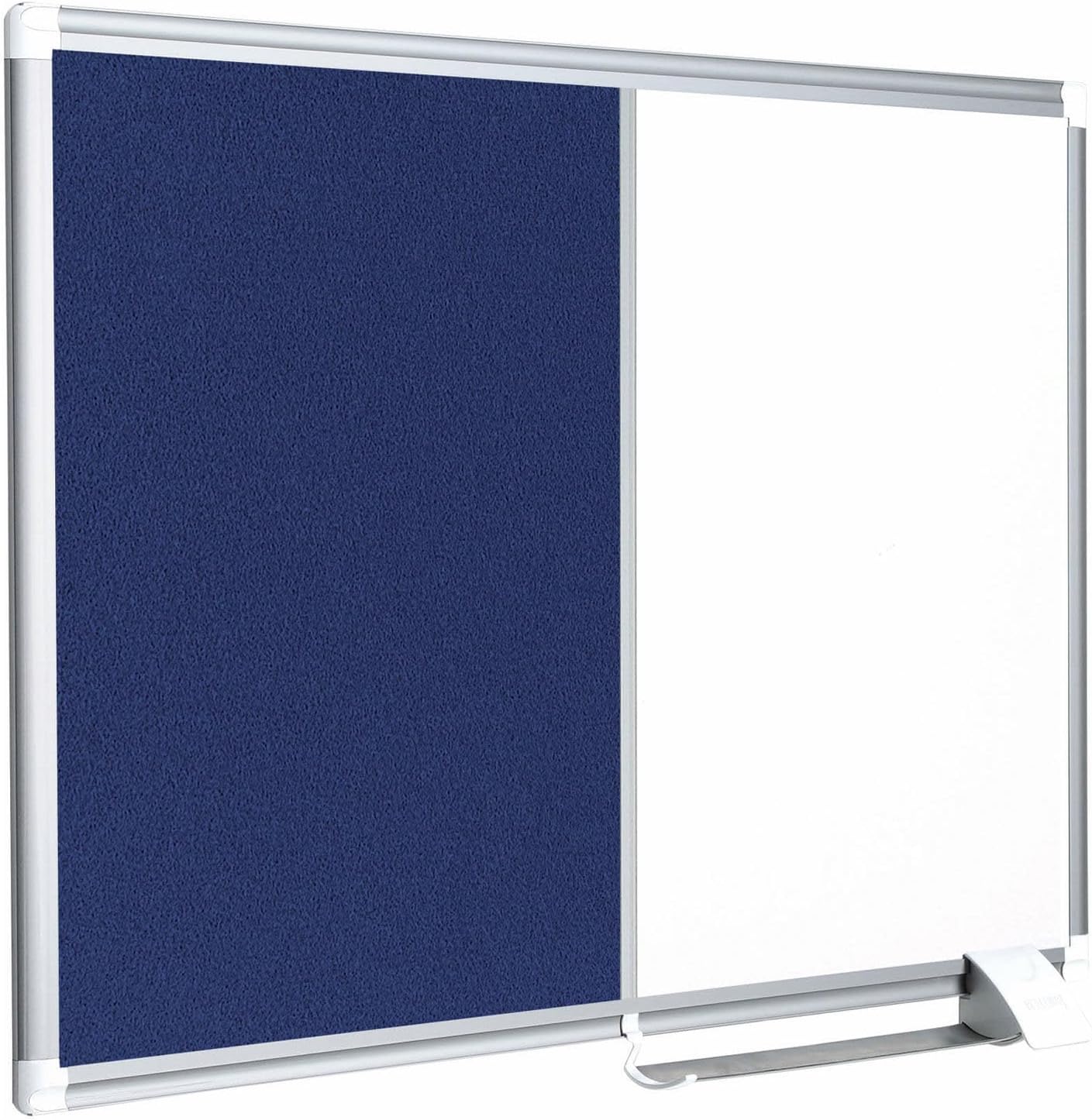 MasterVision Combination Board, Magnetic Dry Erase Whiteboard and Blue Felt Bulletin Board, 36" x 48", with Aluminum Frame and Pen Tray