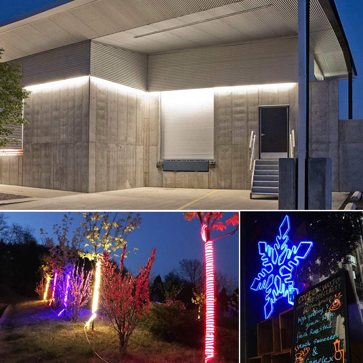 10m Ruban de néon ronde, luminescent à 360° - Blanc Chaud, Bande LED 2835 SMD 120 LEDs/m, éclairage lumineux sans points de lumière, 220V 230V strip, IP65 étanche