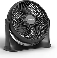 Comfort Zone 11-Inch Quiet Tabletop Air Circulator Fan - 3 Speeds, 90° Tilt, Portable Desk Fan for Office, Bedroom, Home (Black)