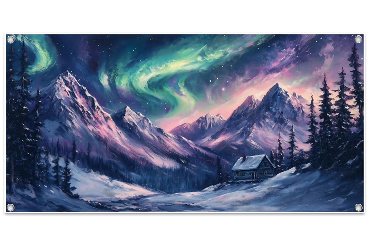 XMJJKUF VBS 2025 North Party Decorations Banner 13x6ft Polyester Vacation Bible School Backdrop Snow Mountain Northern Polar Lights Background for