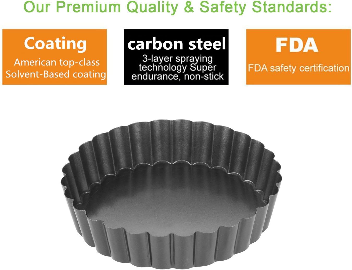 Quiche Pans, Homono Commercial Grade Non Stick Removable Bottom 5 Inch Mini Tart Pans (Pack of 6)