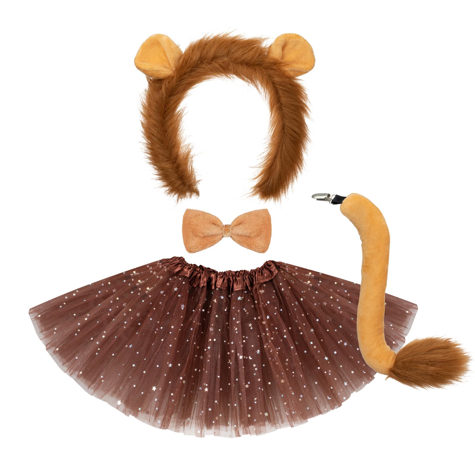 4 Pcs Halloween Costume Set Animal Ears Headband Tail Bowtie Tutu Skirt for Kids Adult Halloween Dress Up