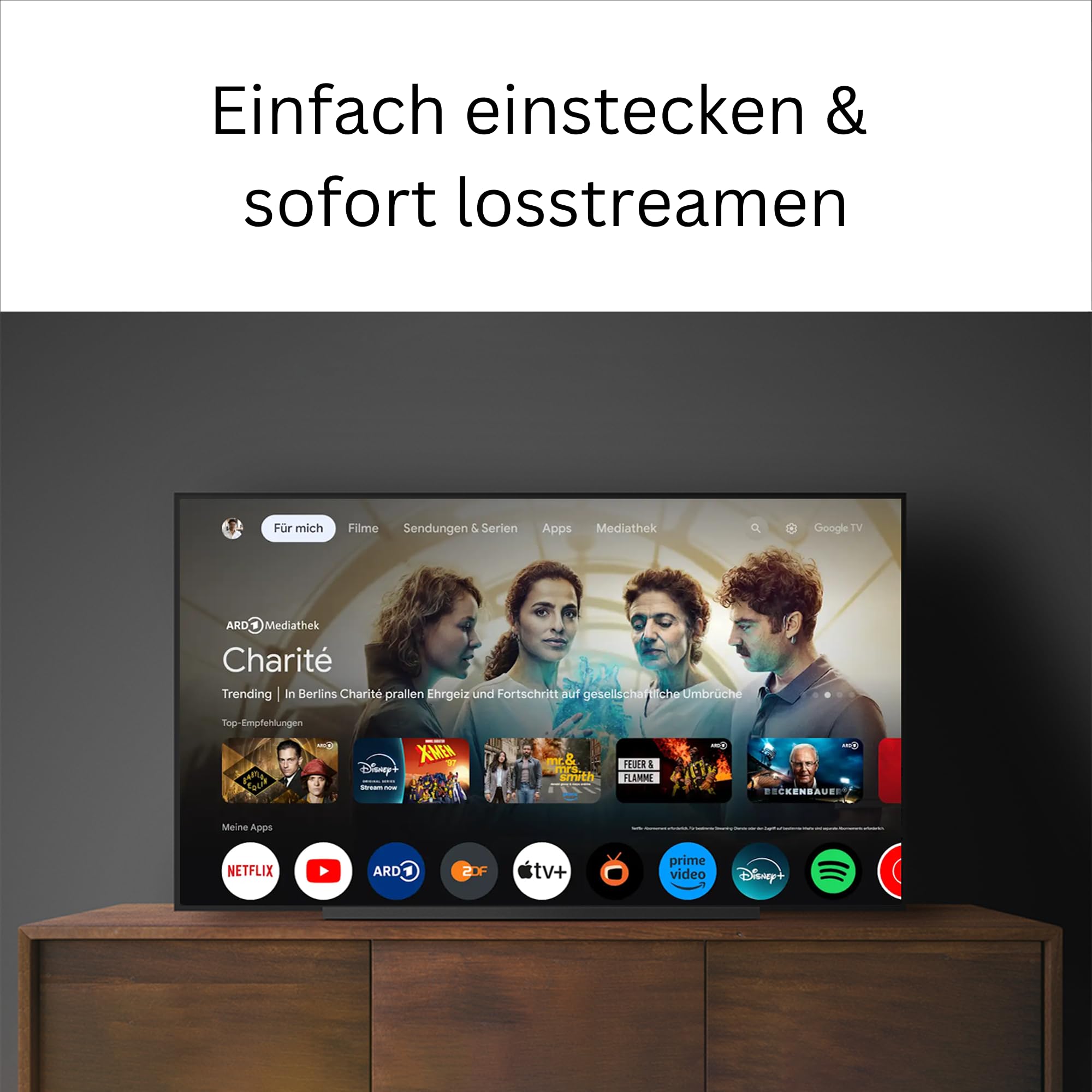GD2 4K Streaming Box - Google TV Smart Mediaplayer, Unterstützt Netflix & Prime in 4K, AV1, HDR10+, LAN, 2X USB, Dualband WiFi, Sprachsteuerung