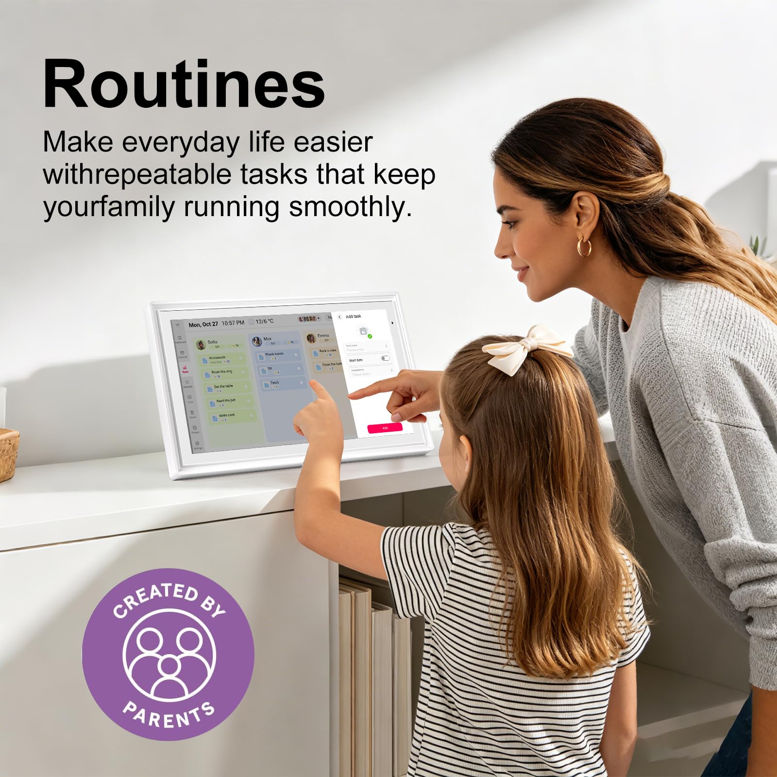 15,6 Wandplaner, digitaler Kalender und Aufgabendiagramm, 32 GB Smart-Touchscreen, interaktives Display für Familienpläne – Wandhalterung im Lieferumfang enthalten, ideal für die