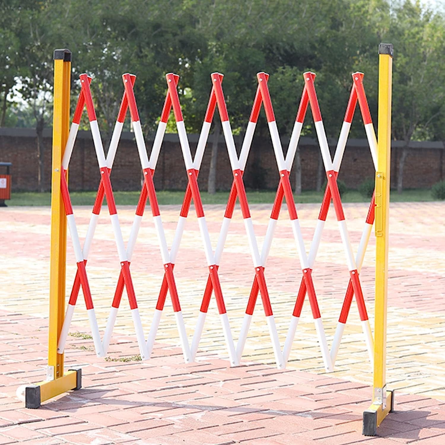 Barrera de tráfico retráctil - Barrera de Seguridad móvil, Amarilla, 1,2 x 2 m, para Bloqueo rápido de áreas, Ideal para Zonas peligrosas y Control de Acceso Restringido.