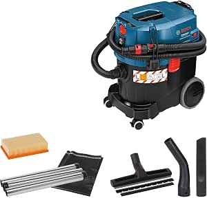 Bosch Professional vacuum cleaner GAS 35 L SFC+ (with 1 flat pleated cellulose filter, straight nozzle, disposable bag, elbow, floor nozzle set, hose 3 m with tool connection, 3 tubes 0.35 m)
