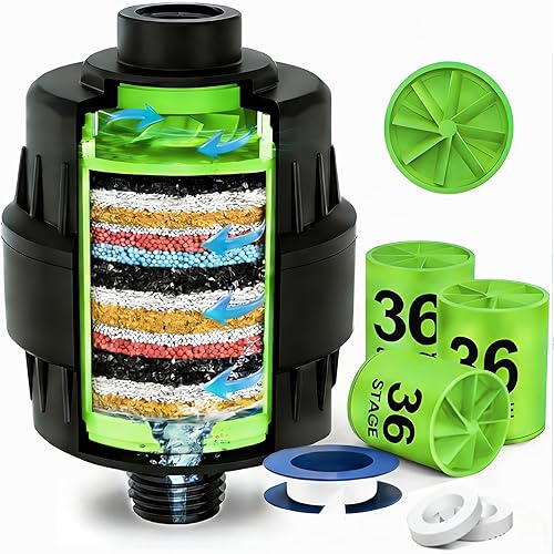 Miniatura 9 de Juego de cabezal de ducha filtrado de alto rendimiento, filtro avanzado de cabezal de ducha de 36 etapas y agua dura que elimina el cloro para agua