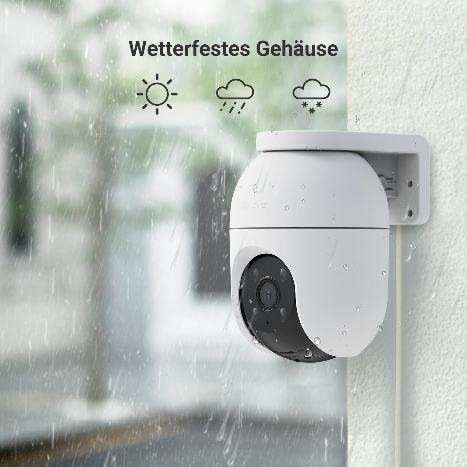 EZVIZ 2MP Überwachungskamera Aussen, WLAN IP Kamera mit 360° Abdeckung und Zwei-Wege-Audio, Personenerkennung mit Smart Tracking, Aktive Verteidigung mit Ton und Licht, wasserdicht, C8c 2 Pack