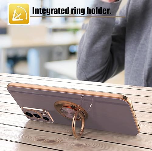 Miniatura 2 de Case for  XIAOMI 13 Lite 5G  - Slim Fit Rotating Ring Stand  Luxurious Gold Metal Colour Silicone Soft TPU Cover Shockproof Protection (Black,