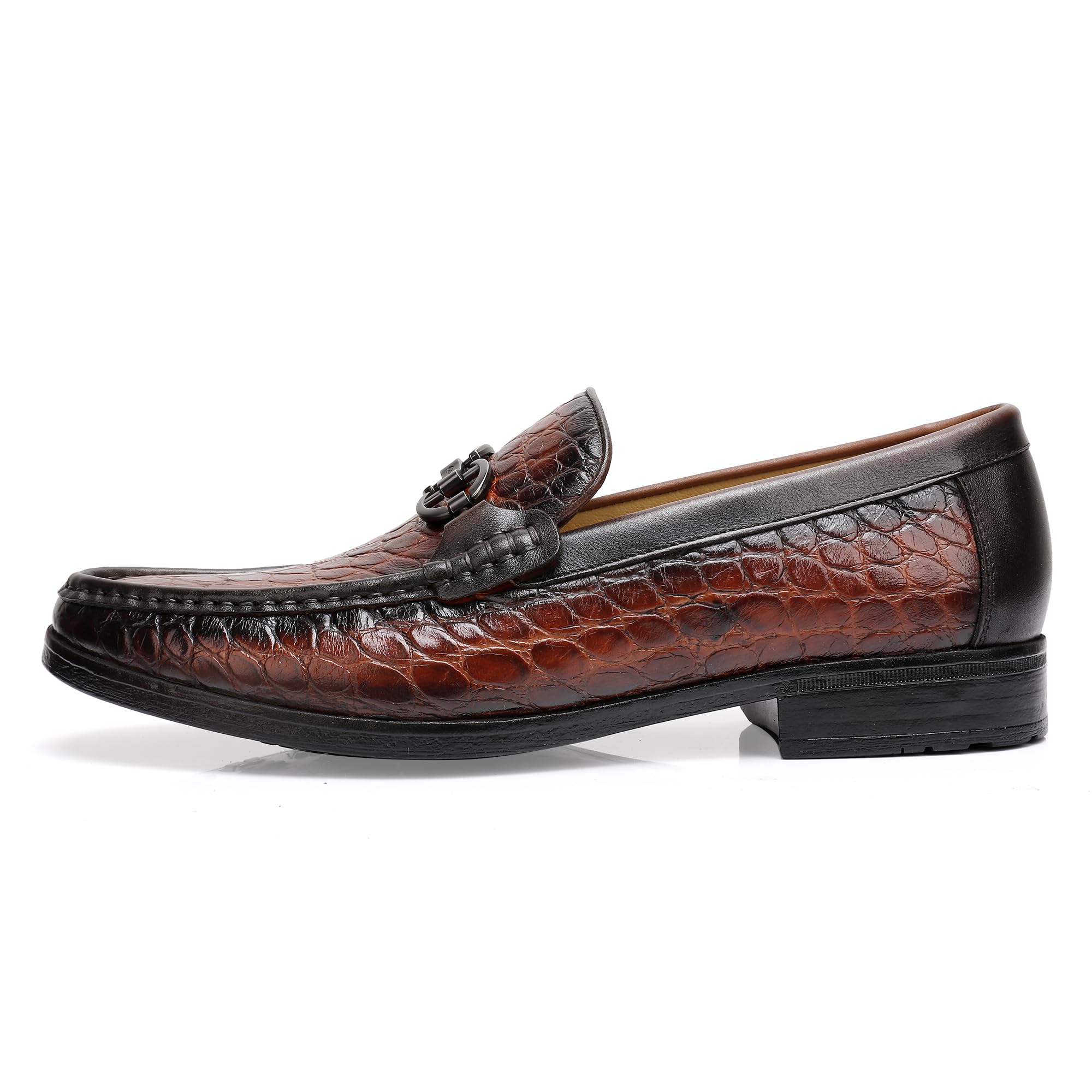 Men's Dress Shoes Slip-On Loafers Formal Leather Shoes for Men Crocodile Printed