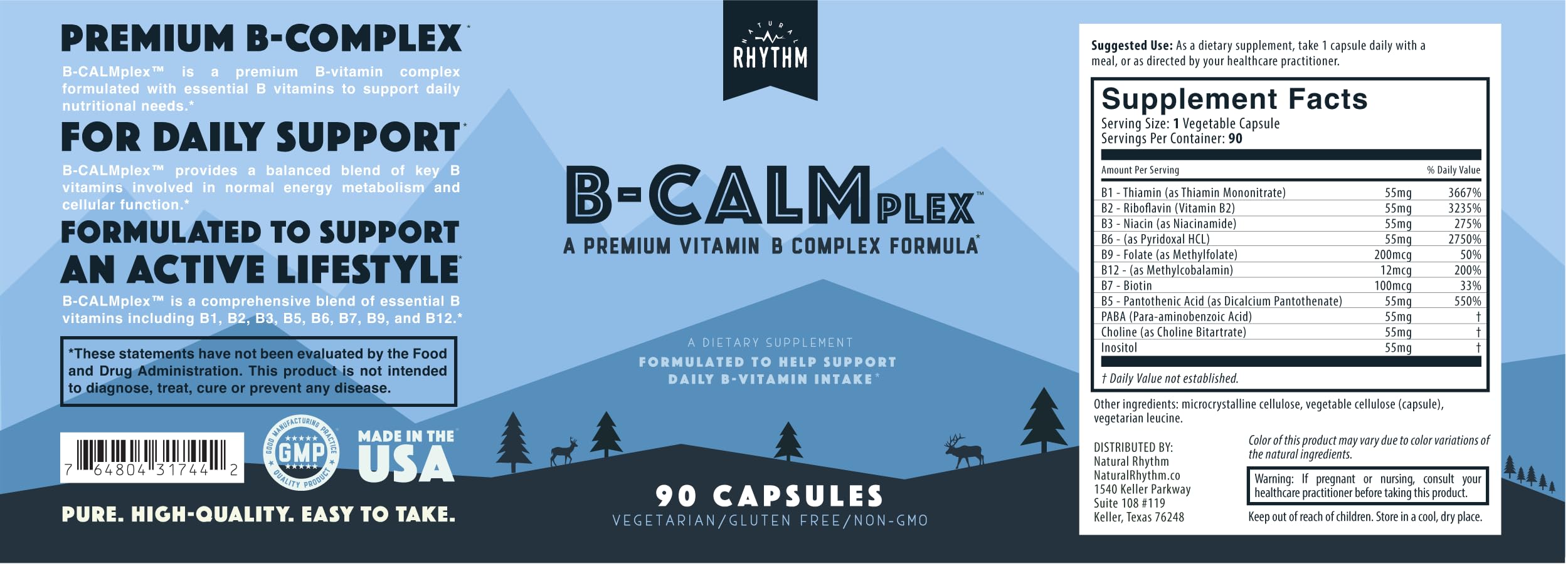 Natural Rhythm B-CALMplex B-Complex with Methylfolate & B12, 90 Capsules — Amazon image 4