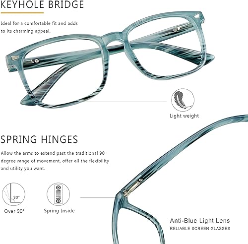 Miniatura 8 de Gafas presbiópicas multifocales vintage cuadradas progresivas, gafas anti luz azul para hombres, mujeres lectores