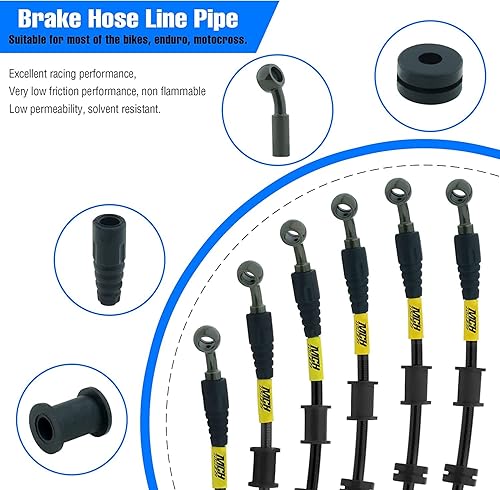Miniatura 5 de Fewfuss Manguera de aceite de freno hidráulico para motocicleta, tubo de aceite de embrague de freno de acero trenzado para motocross, parte negra,
