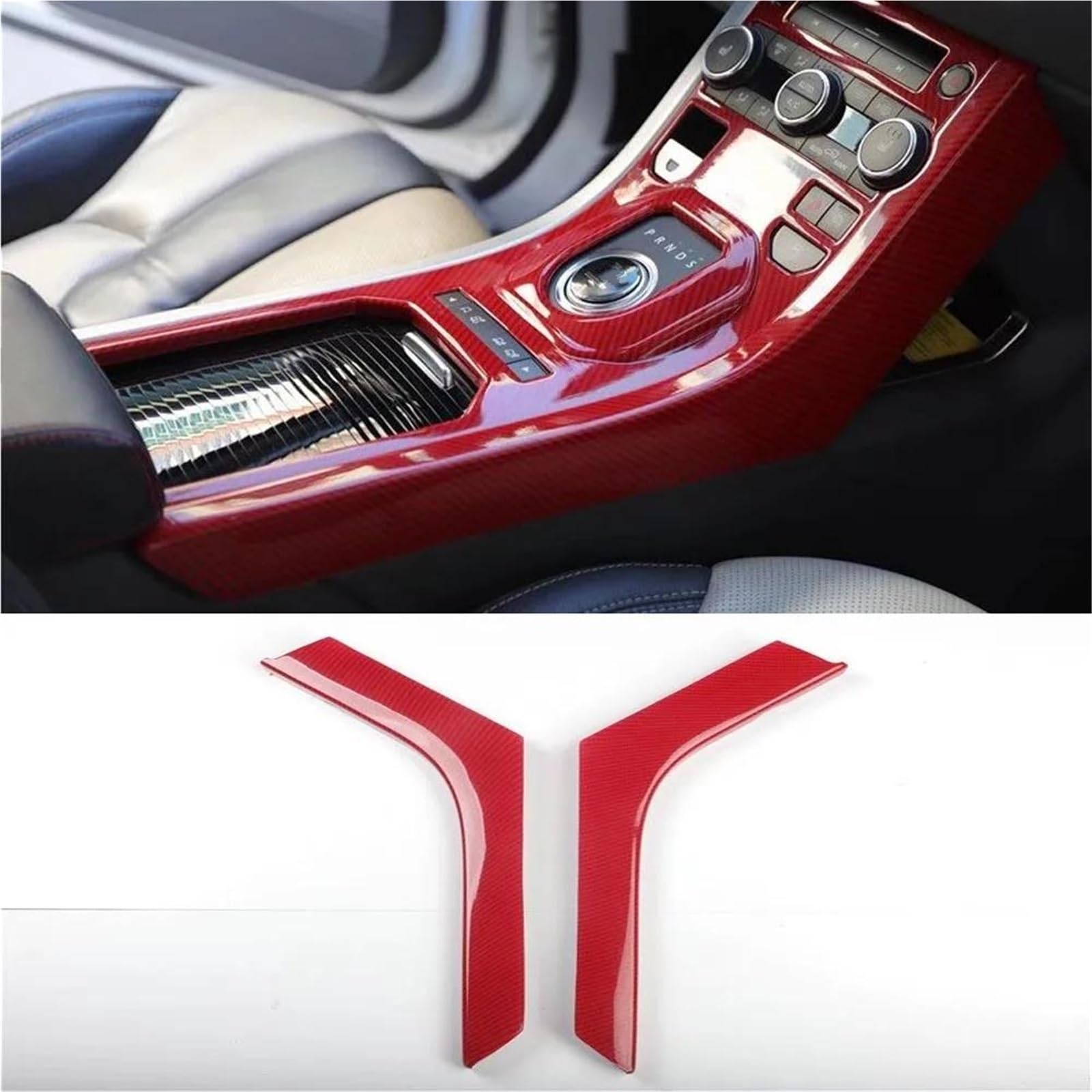 Garniture intérieure Range Rover Evoque en carbone rouge style luxe - 4