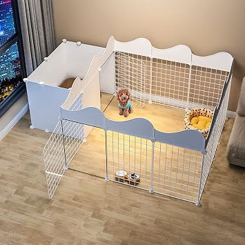 Cat Cage - Cat Playpen Pet Playpen Small Animals Cage with Door Indoor/Outdoor DIY Metal Pet Fence for Puppy Rabbit Kitten Guinea Pig 165*111*57cm