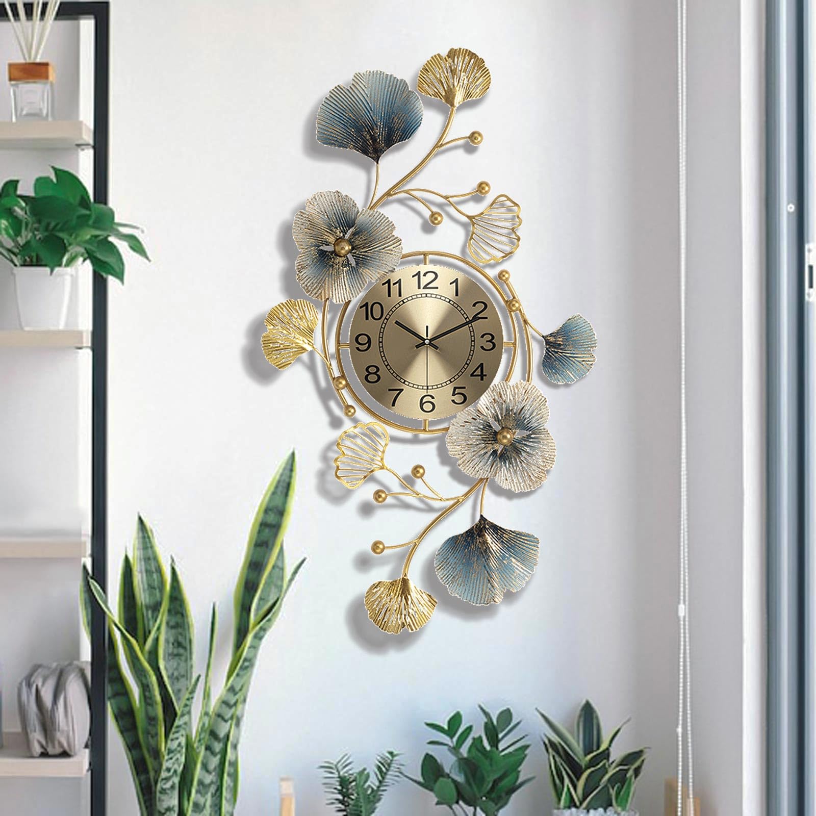 Nowoczesny zegar ścienny, minimalistyczny zegar biurkowy, domowy metalowy zegar 3D Art cichy nietykający dekoracja ścienna do sypialni, kuchni, jadalni, hoteli, biura, 20,4 x 37 ca