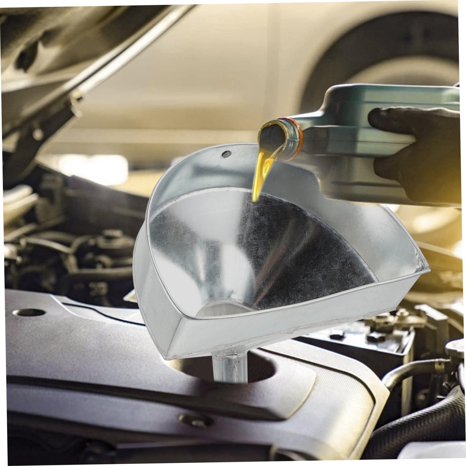 Imbuto Carburante a Bocca Ampia in Ferro Filtro in Rete in Acciaio Inox, Imbuto per Olio Motore e Carburante per Veicoli e Motociclette, Accessorio per Rifornimento Auto e Camion