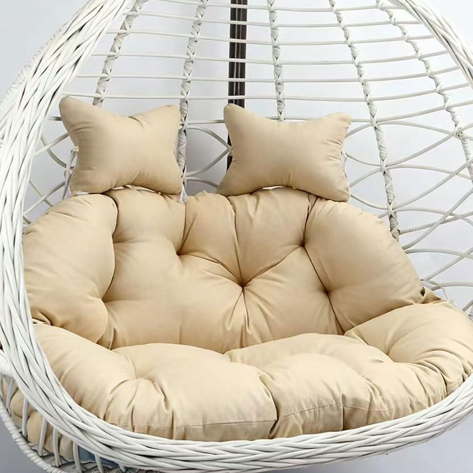 Coussin Fauteuil Suspendu,2 Places Oeuf Chaise Balançoire Coussin Extérieur,Coussin de Remplacement pour Chaise Suspendue,avec Fermeture éclair,pour hamacs,extérieure,Balcon,Jardin
