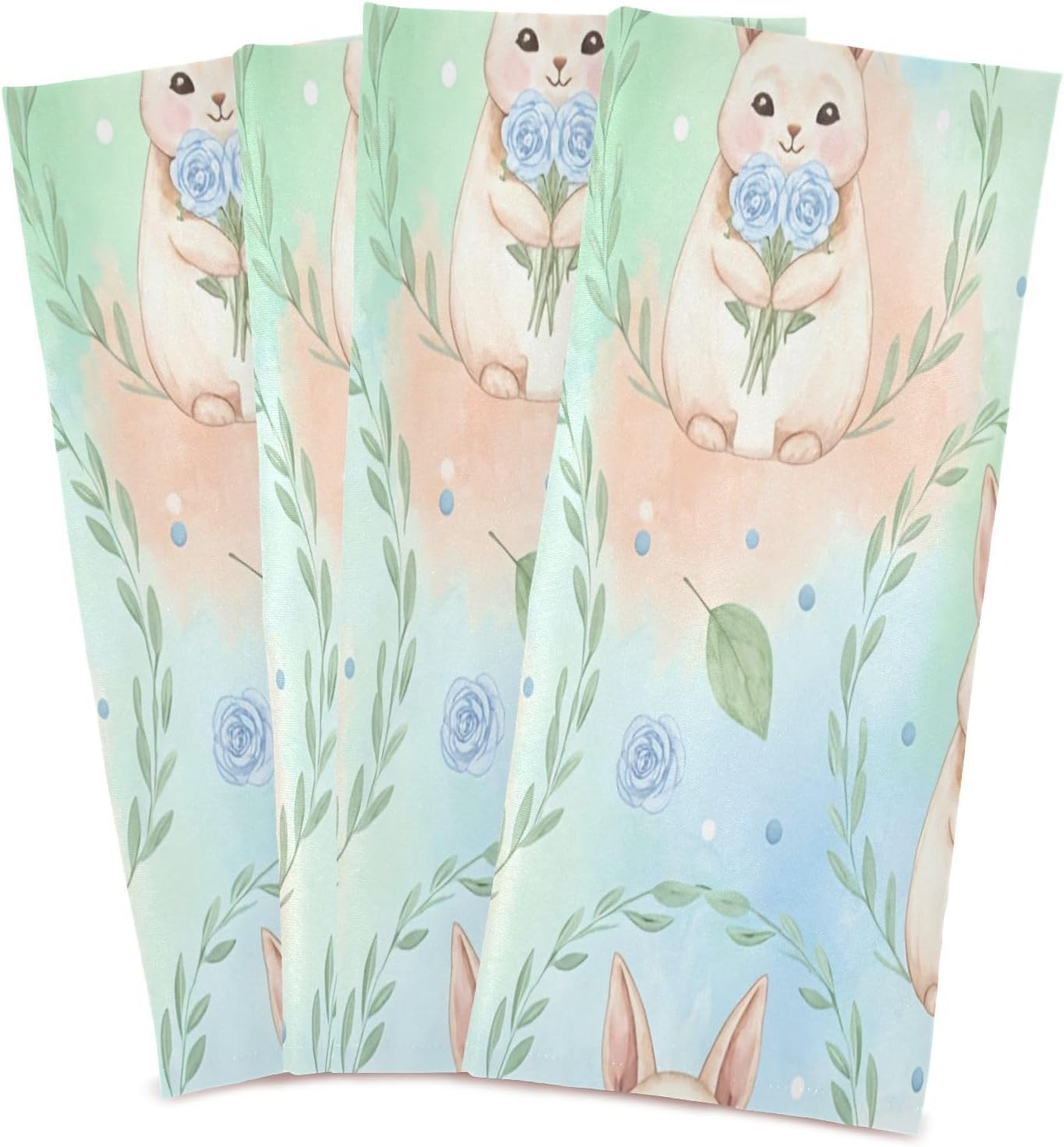 Easter Bunny Kitchen Towels Set of 6, Soft Absorbent Quick Drying and Reusable Dish Towels for Kitchen, Bathroom and Home Decor, 18 x 28 in