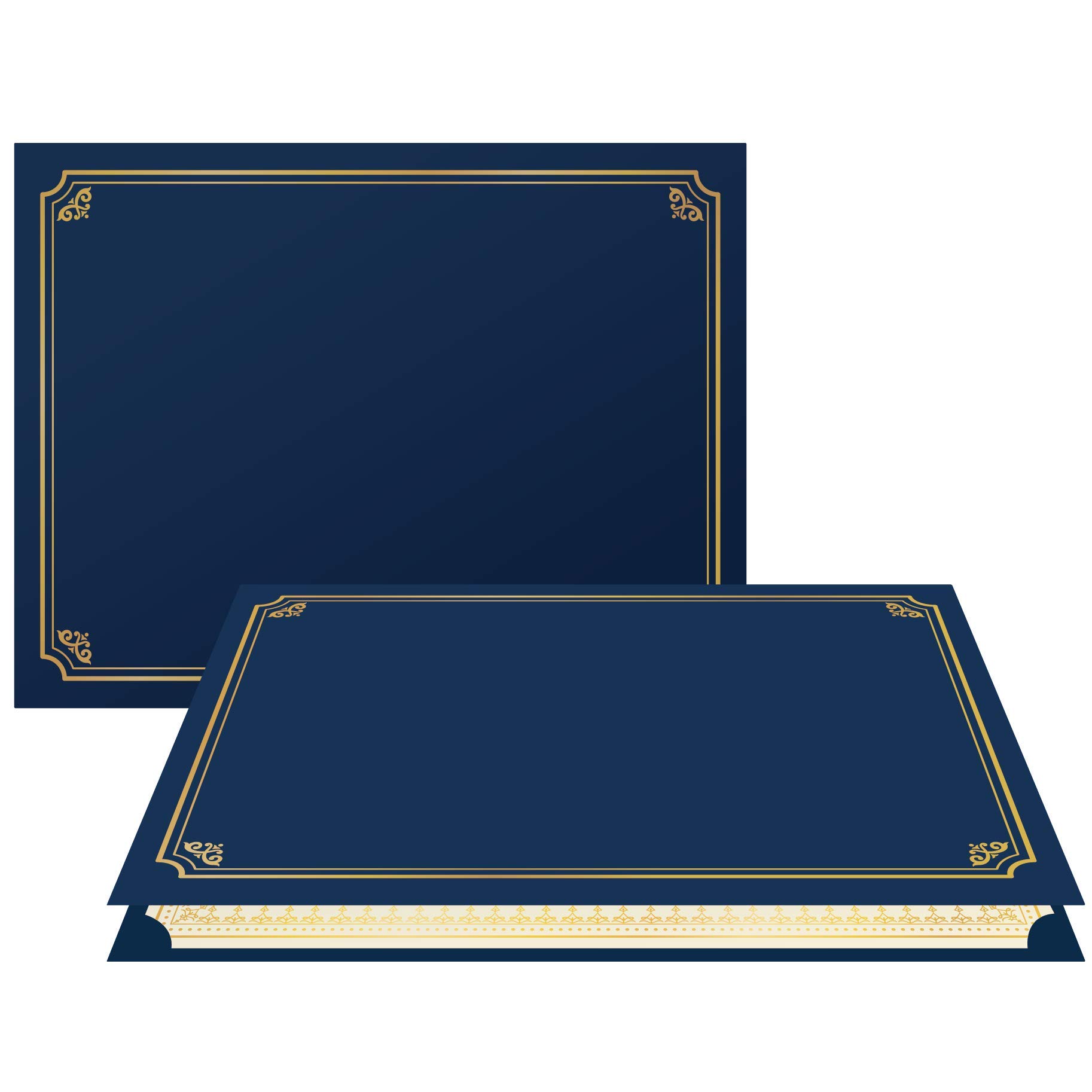 Navy Blue Certificate Holders - 30 Pack Diploma Holders, Document Covers with Gold Foil Border, for Letter Size Award Paper 8.5 x 11 Inches, Navy Blue