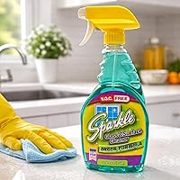 Vista 4 de Sparkle Spray limpiador de vidrio, nueva fórmula verde, libre de V.O.C, no deja rayas, botella de spray de 33.8 onzas líquidas (paquete de 1)
