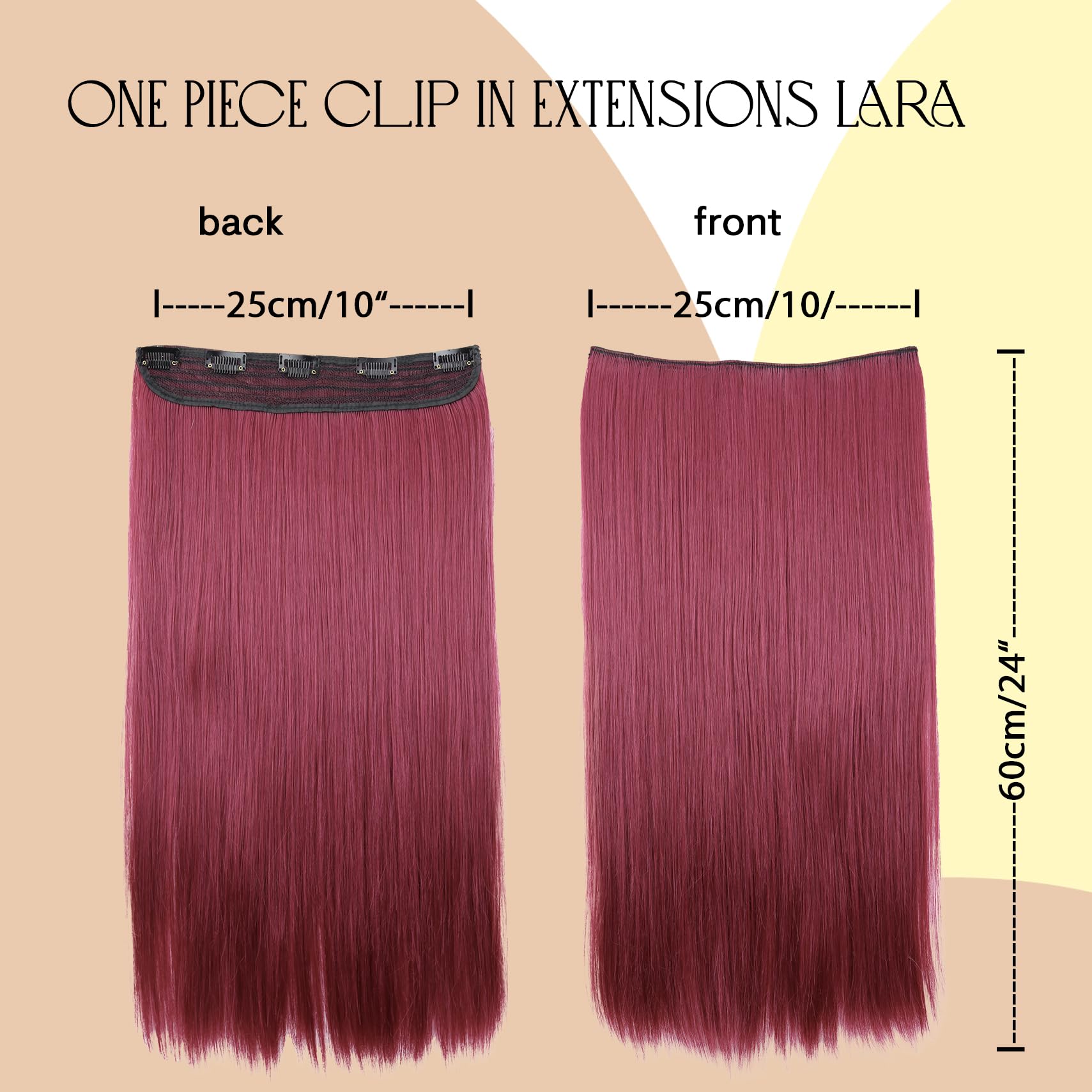 CAISHA 60cm Przed?u?anie Clip In Proste Przed?u?anie W?osów Bordowa Czerwie? C60a