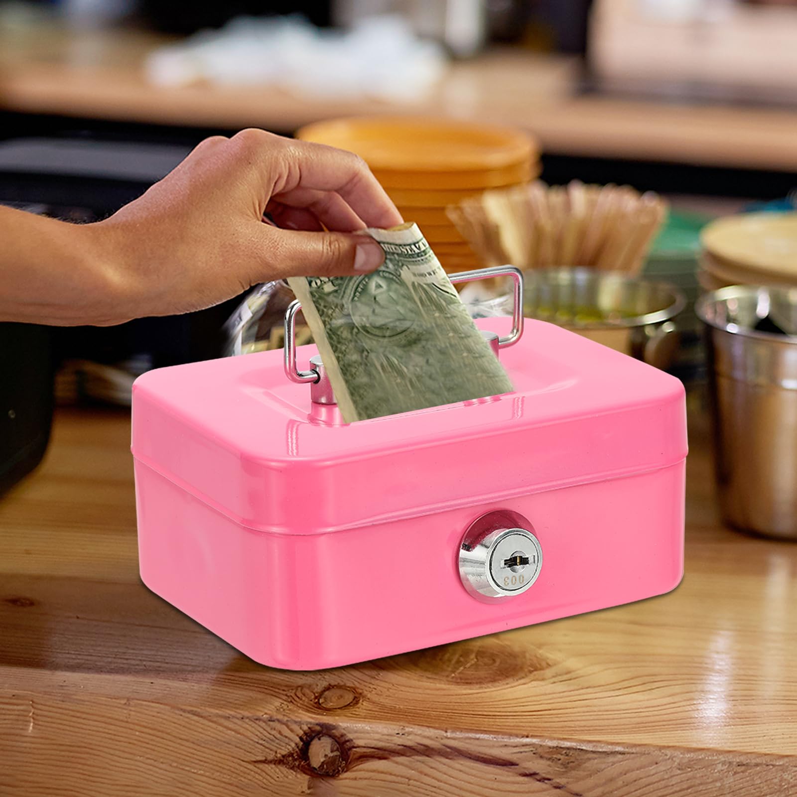 Metal Money Box, Money Safe, Cash Box, Cash Box With 2 Keys, Money Box With Lock, Small Lockable Cash Box, Metal Box, Portable And Safe Money Box, Money Organiser - View #2