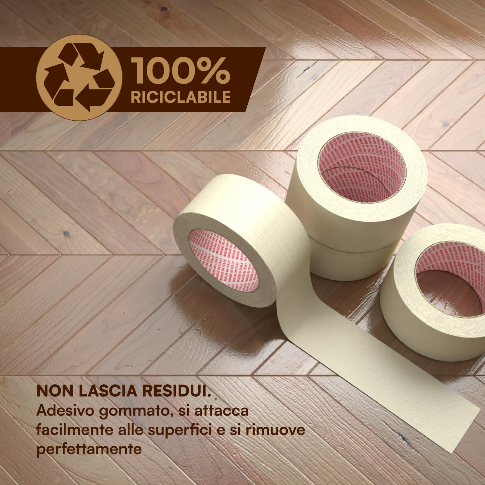 DNK TRADE Nastro Carta 36 pezzi 50x50 - Nastro Adesivo di Carta per Pittura, Imbiancatura e Mascheratura (50x50)