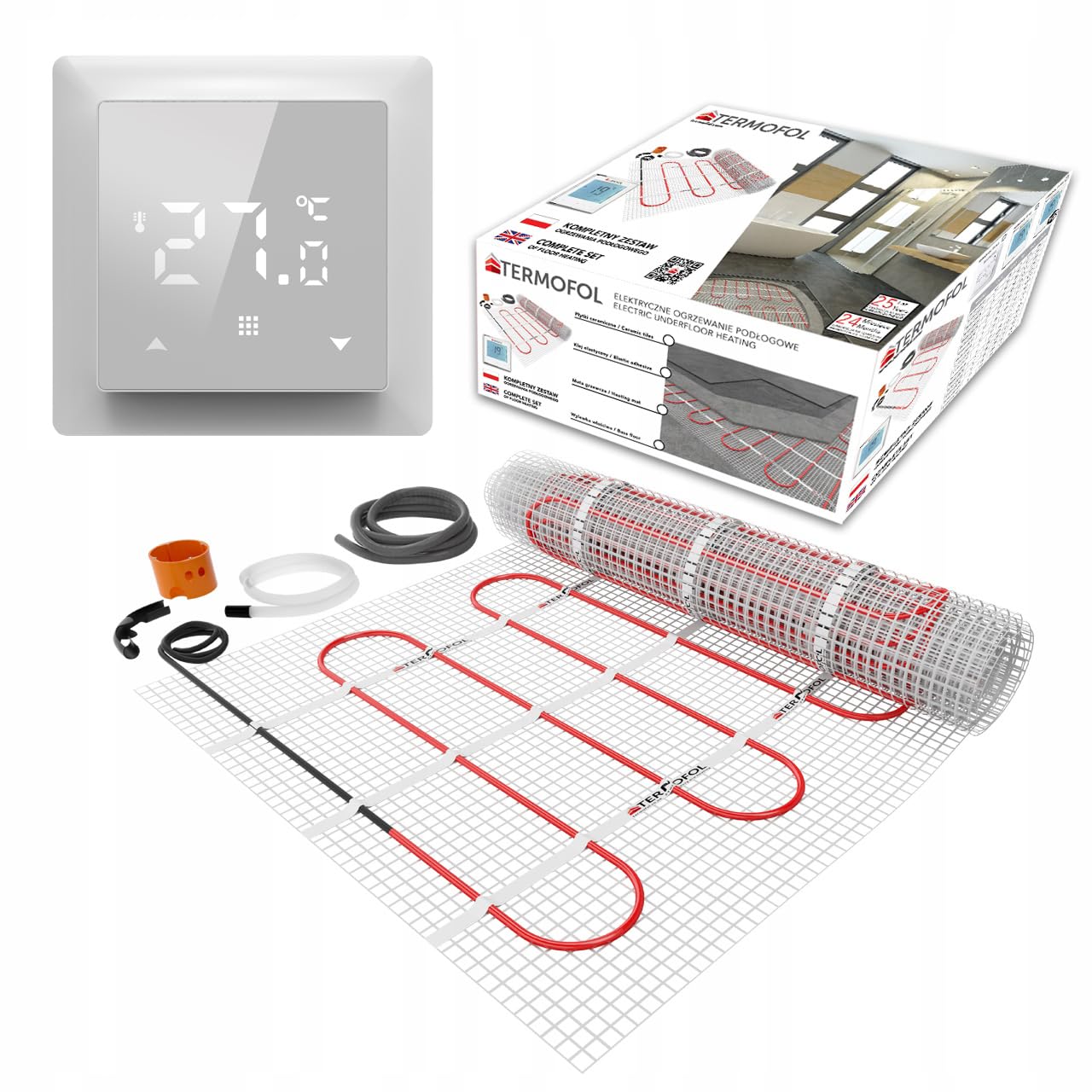 Termofol - Esterilla calefactora | Potencia: 150 W/m2 | Voltaje: 230 V | Superficie 4,5 m² | Un kit completo para montar en casa | Con termostato digital TF-H6.