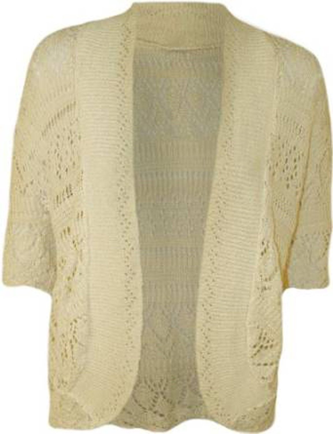 Cárdigan bolero de punto crochet plus size en color beige para mujer 2
