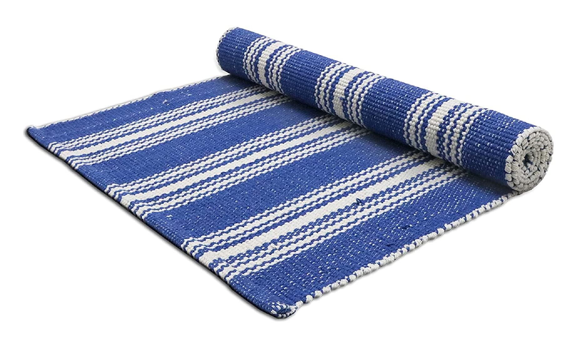 The Home Talk Handmade Yoga Exercise Mat | Workout Mats For Pilates, Yoga & Fitness | Eco-Friendly | Cotton Weave | Aerobics Stretching Training Mats | Non-Slip Gym Runner | 2’ x 6’ | Blue – Store