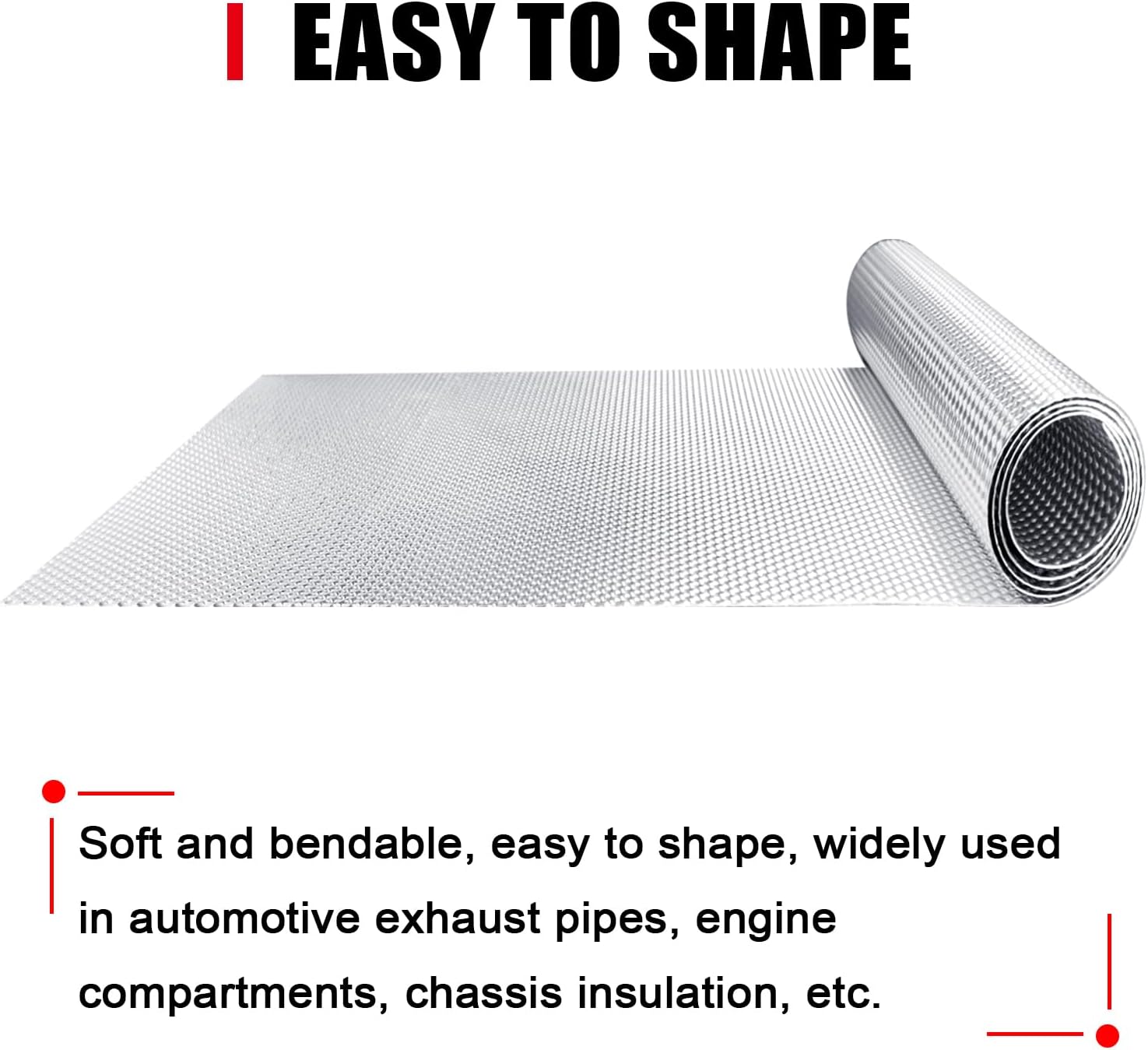 Peastorm Exhaust Heat Shield Automotive Embossed Aluminum Heat Shield Muffler Exhaust Wrap, 15" x 39"