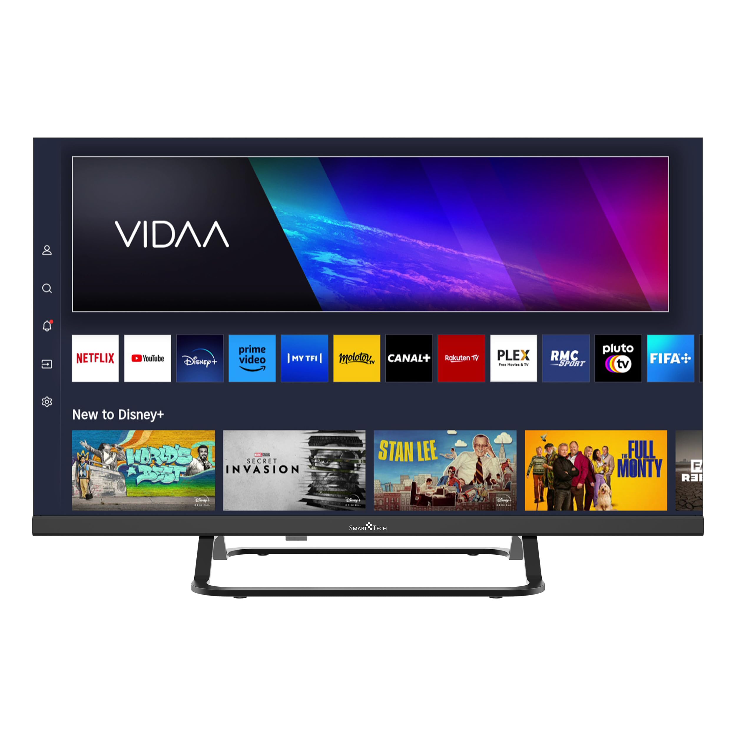 Smart Tech TV LED HD 24' (60 cm) 24HV02V Smart TV VIDAA - Molotov, Netflix, Prime Video, Disney+, Youtube, Plex - 3xHDMI - 2xUSB - Mode Hotel (24")