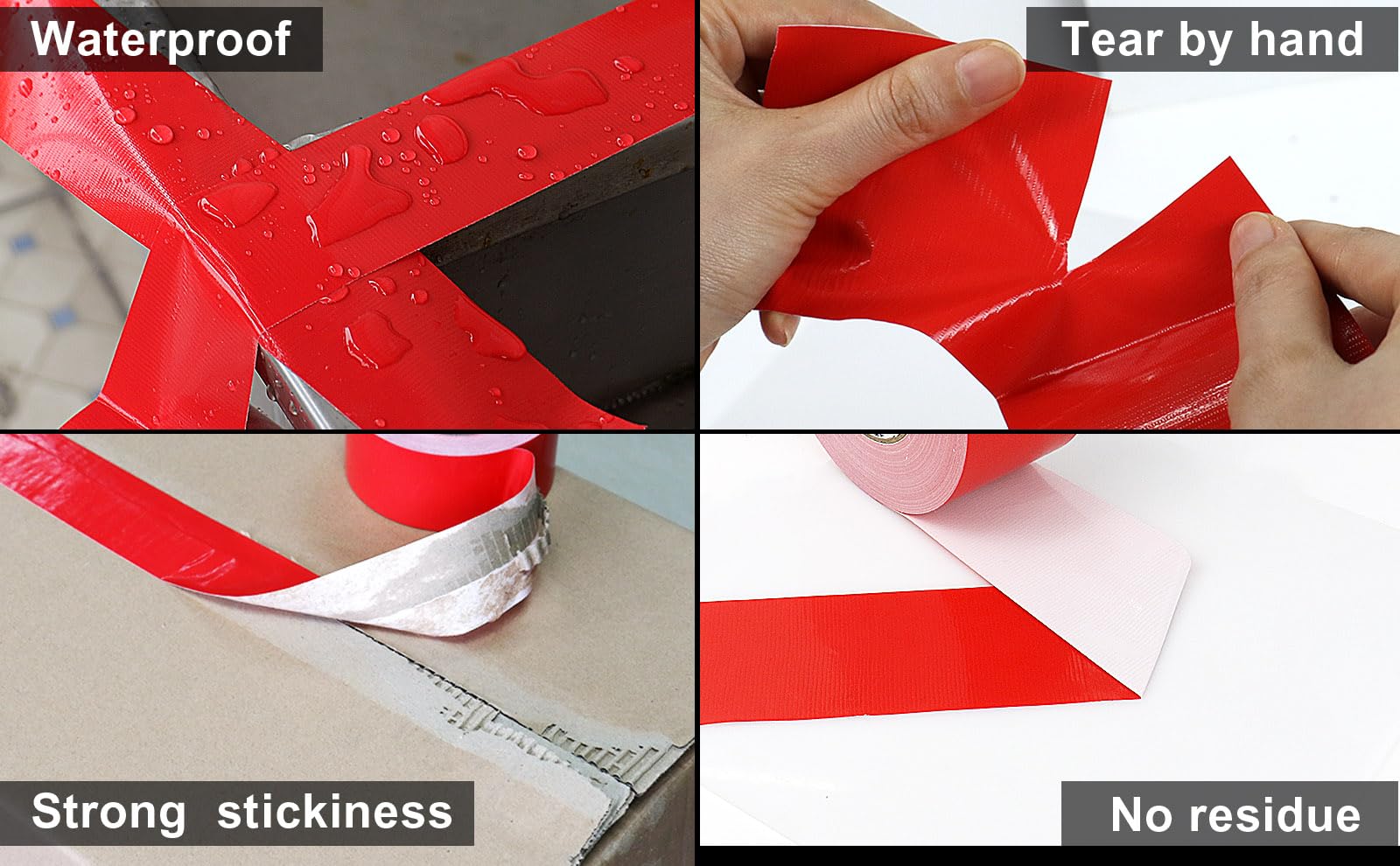 BOMEI PACK Red Wide Duct Tape Reinforced 75mm x 50m Waterproof Heavy Duty Cloth Gaffer Tape for ducts Fixing Repairing,craft DIY,book repair,carpet seaming,Box Sealing,Bundling - Image 4