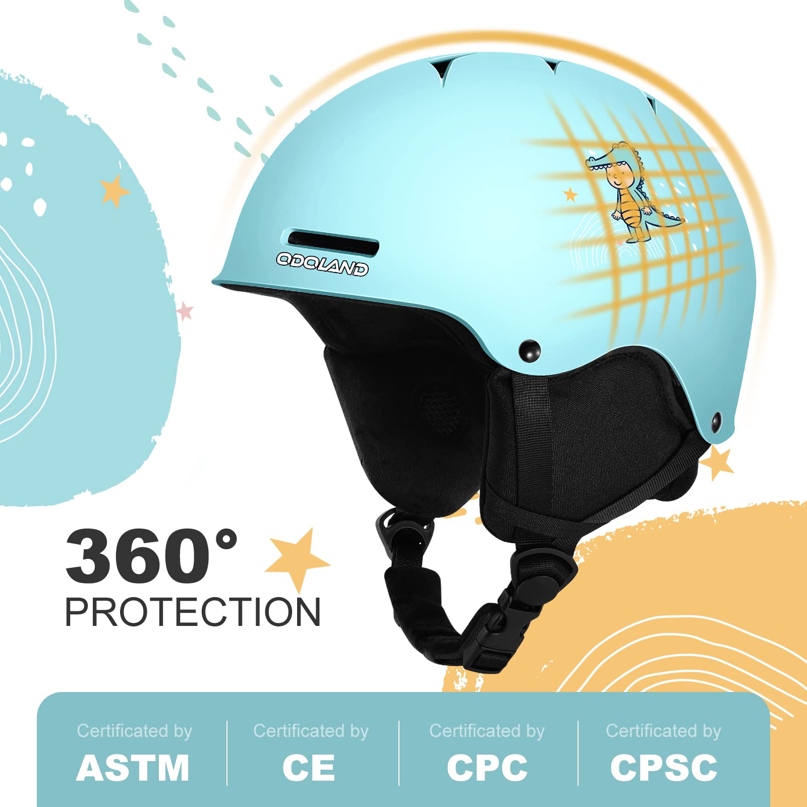 Odoland Casco da Sci per Bambini, Casco e Occhiali da Sci, Antiurto Antivento Maschera Protettivi per Sport Sulla Neve Snowboard, per Ragazze e Ragazzi Età 6-14