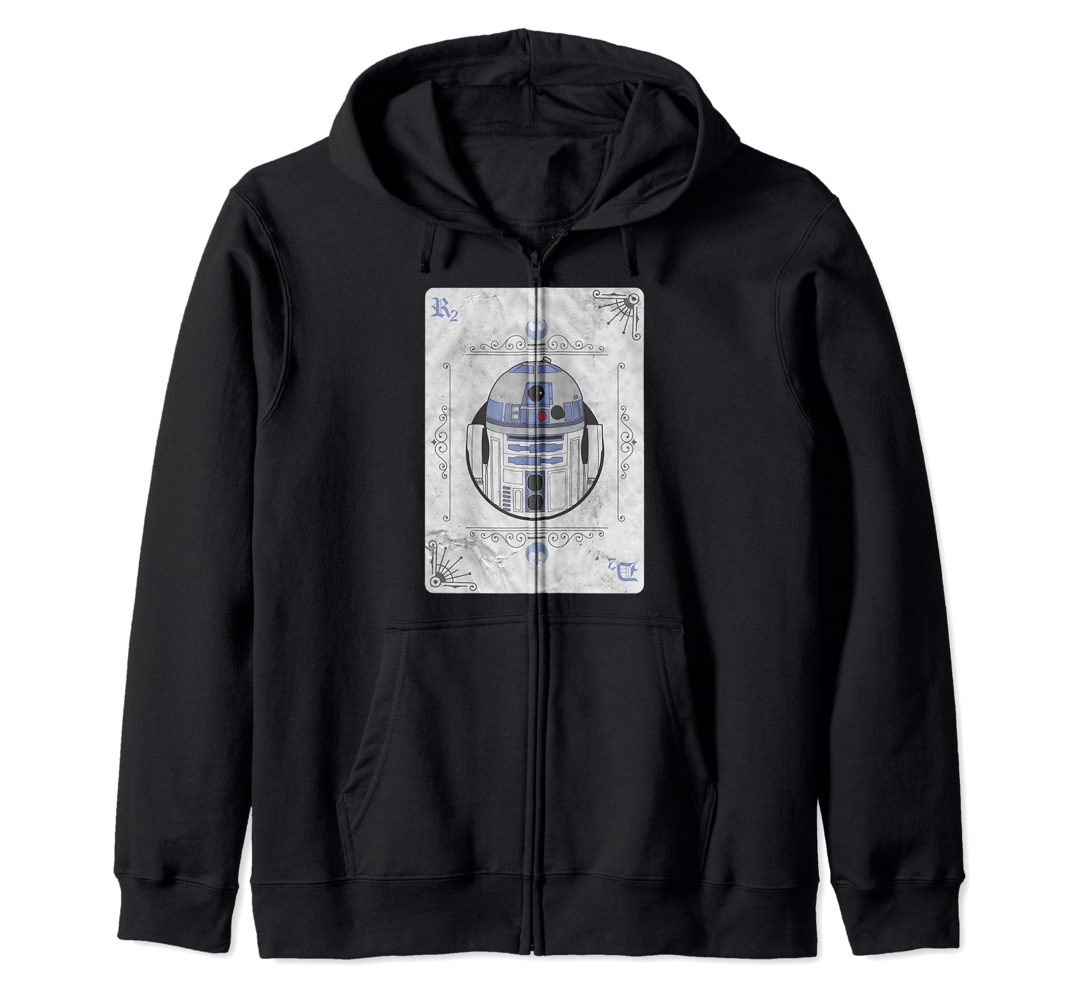 Star Wars R2-D2 Vintage Playing Card Style Zip Hoodie, Black